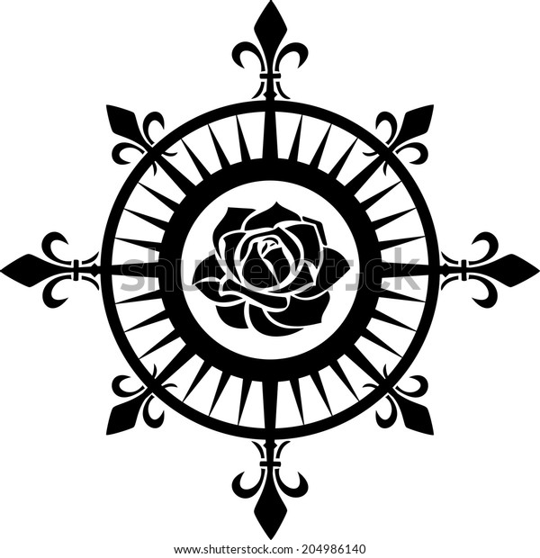 Compass Rose Fleur De Lis Navigation Stock Vector Royalty