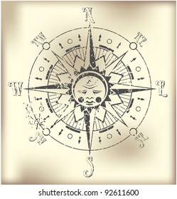 Compass Rose in the form of a stamp