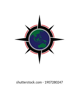 Compass Rose Global Earth Adventure GPS Navigation Logo Design