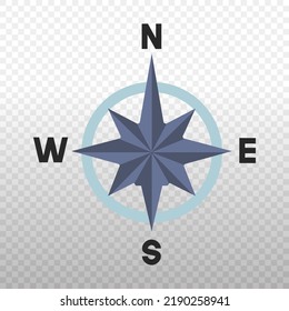 Compass rose Icon - Black, Purple and Blue Color Solid icon on transparent background for design, infographic, web  - Vector illustration eps 10