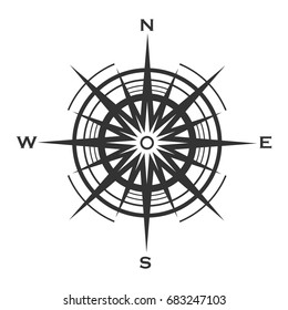 Compass rose icon isolated on white background. Wind rose vector illustration.