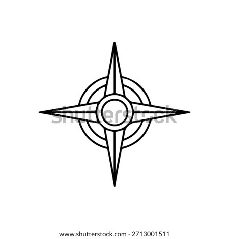 Compass rose icon showing cardinal directions, navigation symbol, and travel concept isolated on