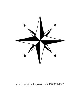 Kompassrose-Symbol, ein Symbol für Richtung und Navigation, einzeln auf