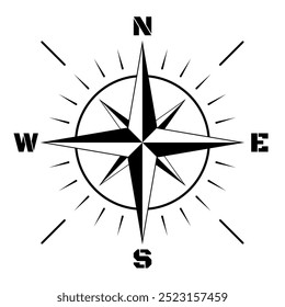 Compass rose icon symbol. Flat vector illustration