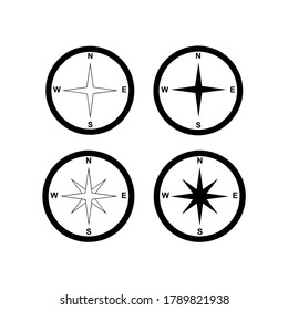plantilla de ilustración de vector de icono de rosa de brújula