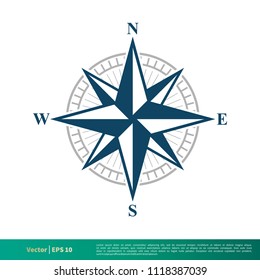 Compass Rose Icon Vector Logo Template Illustration Design. Vector EPS 10.