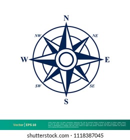 Compass Rose Icon Vector Logo Template Illustration Design. Vector EPS 10.