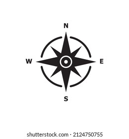 Compass Rose Icon Vector Logo Template Ilustrasi Desain