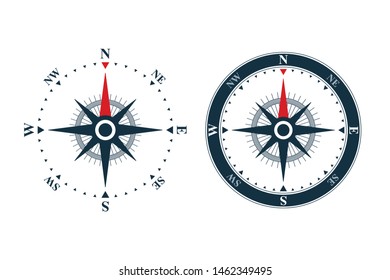 Compass rose icons on white background. Navigation symbols design