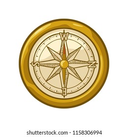 Compass rose isolated on white background. Vector color vintage illustration. For poster yacht club.