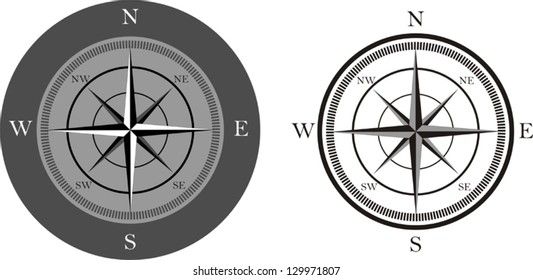 Compass rose isolated on white