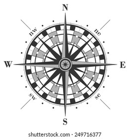 Compass rose isolated on white. Vector illustration.