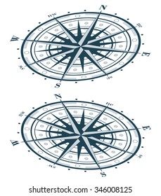 Compass rose isolated on white. Vector illustration.