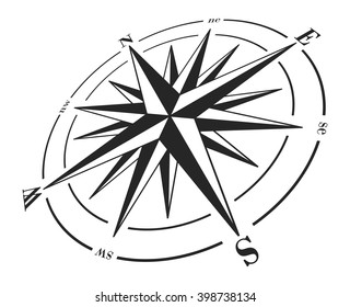 Compass rose isolated on white. Vector illustration.
