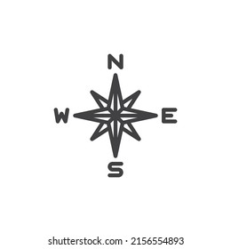 Compass rose line icon. linear style sign for mobile concept and web design. Windrose compass outline vector icon. Symbol, logo illustration. Vector graphics