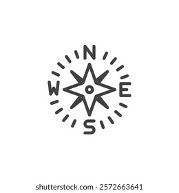 Compass Rose line icon. linear style sign for mobile concept and web design. Windrose outline vector icon. Orientation, navigation symbol, logo illustration. Vector graphics