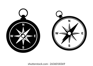 Compass rose and map tool vector for travel and adventure icons