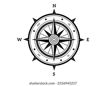 Compass rose for marine or nautical navigation and geographic maps on a isolated white background as vector with all related wind directions.
Vector Formats
EPS