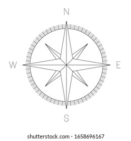 Compass rose - nautical chart. Travel equipment displaying orientation of world directions - north, east, south and west. Simple flat vector illustration.