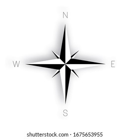 Compass rose - nautical chart. Travel equipment displaying orientation of world directions - north, east, south and west. Vector illustration.