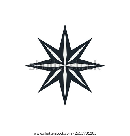 Compass Rose, Nautical Star Symbol, Windrose Navigation Emblem, 8 horns star, horns star, star icon