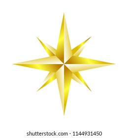 Compass Rose Navigation Golden Star Symbol Design