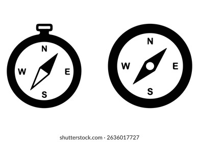 Compass rose and navigation icon silhouette vector illustration