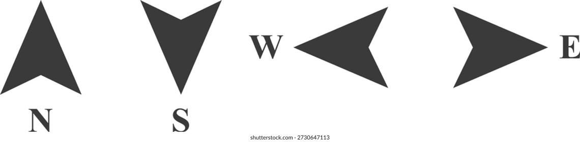 Brújula, rosa de los vientos, icono de navegación. Iconos de la brújula del Vector de la dirección del norte, del sur, del este y del oeste, símbolo plano del diseño