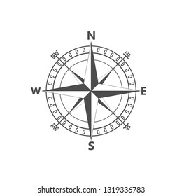 Compass rose, navigition icon. Vector illustration, flat design.