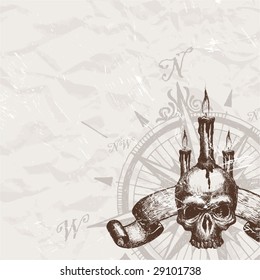 Compass rose   piracy skull