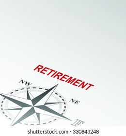 Compass rose pointing to retirement word vector