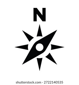 Icono de la silueta de la brújula rosa – dirección norte audaz