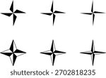Compass Rose or Compass Star with Directions Mark Sign Symbol. Vector Image.