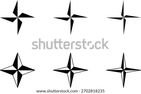 Compass Rose or Compass Star with Directions Mark Sign Symbol. Vector Image.