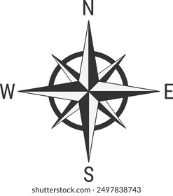 Compass rose or compass star icon. Rose of the winds icon on transparent background