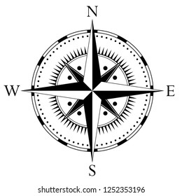 Compass Rose Vector On Isolated White Stock Vector (Royalty Free ...