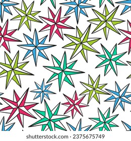 compass rose in vector.pattern with subcultural object.navigation symbol. pattern for fabric, background, print. Series of teenage patterns and icons