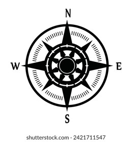 Compass rose or windrose. Rose of the winds flat icon for apps and websites.