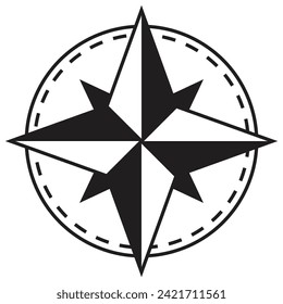 Compass rose or windrose. Rose of the winds flat icon for apps and websites.