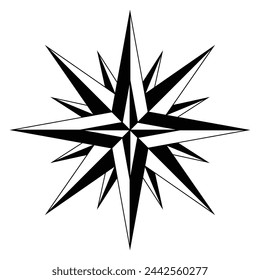 Compass rose or windrose. Rose of the winds flat navigation icon for apps and websites. North, south, west, east symbol. Vector illustration.