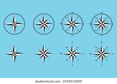 Compass rose of winds with directional dials for vintage and modern navigation devices