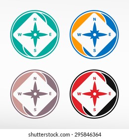 Compass - round color set. Web icon element.