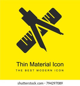 Compass and ruler for mathematics bright yellow material minimal icon or logo design