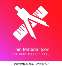Compass and ruler for mathematics red and pink gradient material white icon minimal design