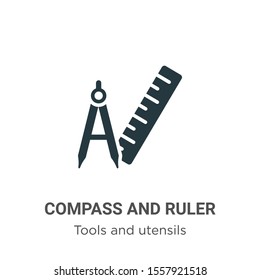 Compass and ruler for mathematics vector icon on white background. Flat vector compass and ruler for mathematics icon symbol sign from modern tools and utensils collection for mobile concept and web 