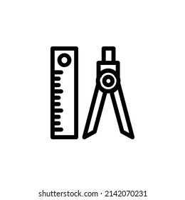 Compass Ruler With Outline Icon Vector 