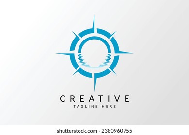 compass and sea logo vector design, Compass ocean logo, Travel logo