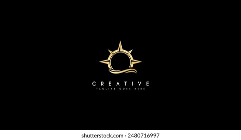 compass and sea logo vector design