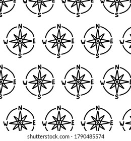 compass seamless doodle pattern, vector illustration