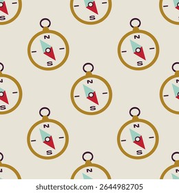 Compass seamless pattern background for packaging and decoration. Travel concept.